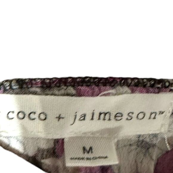Coco + Jaimeson Women’s Brown Stone Floral Print Elastic Crop Top Blouse Size Me - Picture 10 of 13